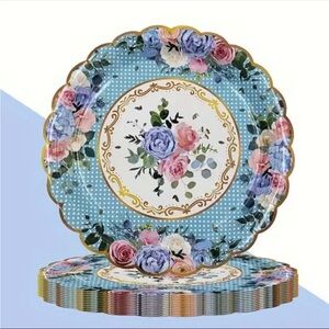 Victorian Floral Scalloped 9” Paper Plates, 10 ct